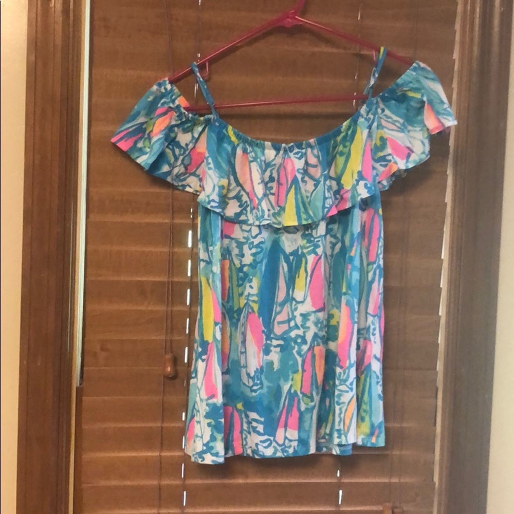 Lilly Pulitzer off the shoulder tank shirt